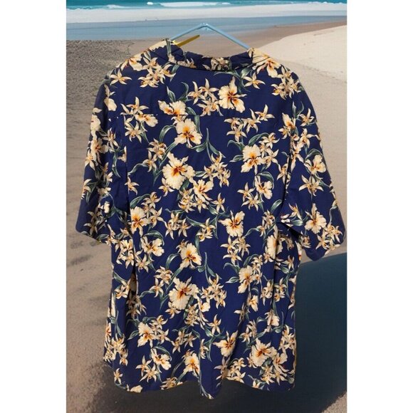ROYAL CREATIONS Hawaiian Button-up Shirt Men 3XL Blue Floral Vacation - Picture 2 of 3